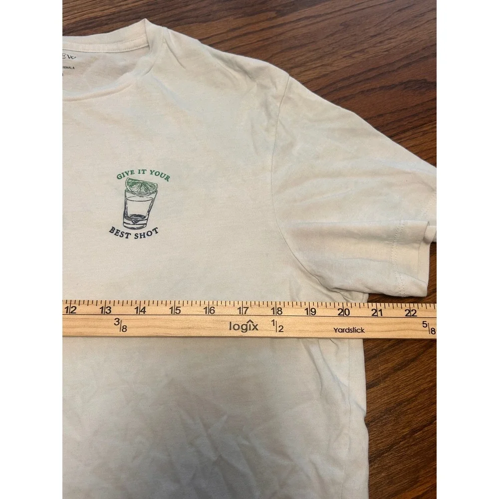 J.Crew Mens Give It Your‎ Best Shot Graphic T-Shirt Off-White Large Tequila Shot